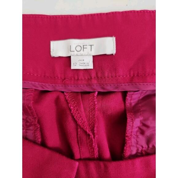 LOFT ~Woman Size 12~ Raspberry Pink Skinny Ankle Pants ~"JULIE"~ Cotton Blend. - Picture 2 of 11